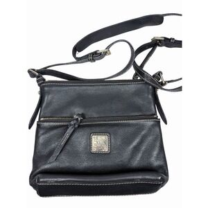 Dooney & Bourke Florentine Letter Carrier Black Leather Crossbody Bag Purse